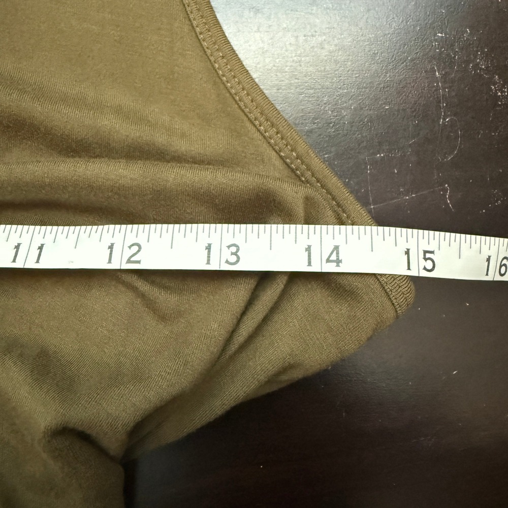 Anthropologie Daily Practice Moss Green Ruched Asymmetrical Dress Size L - Picture 11 of 13
